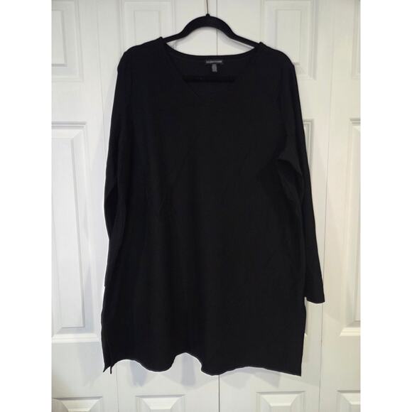 Eileen Fisher Womens High Neck Long Sleeve Pullover Tunic Top Black Size XL - Picture 1 of 8